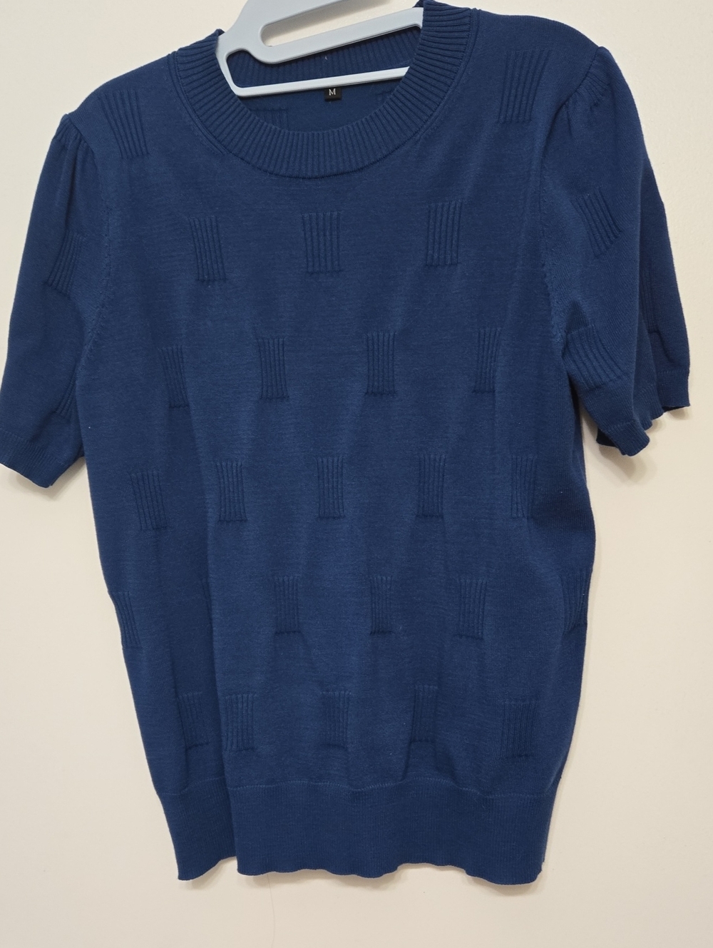 Navy Short-Sleeve Knit Tunic Top for Women